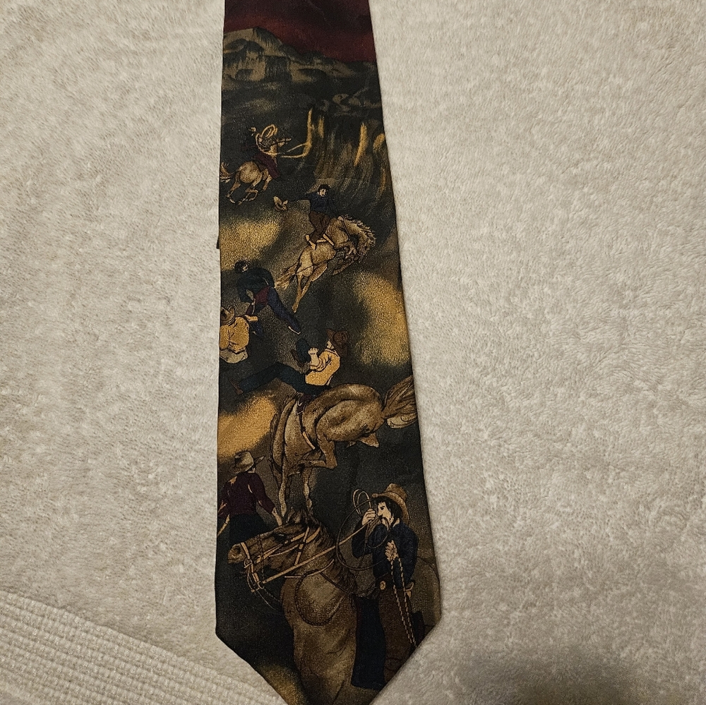 Western Themed Necktie with Cowboy Print